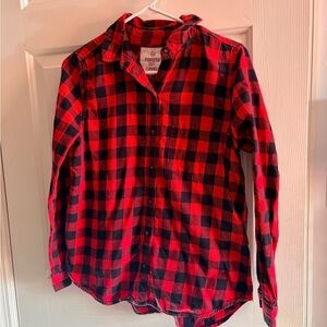 Red and Black Plaid Flannel Shirt